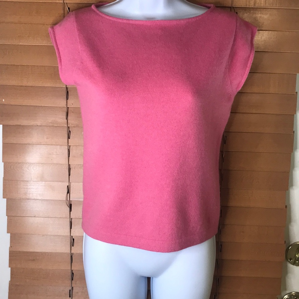 AnnTaylor cashmere pink boat neck cap sleeve sweater size small